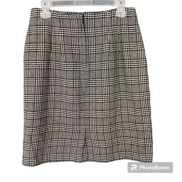 Savanna Wool Blend Pencil Skirt Sz 12 Career Windowpane Houndstooth Plaid Lined - Picture 2 of 10